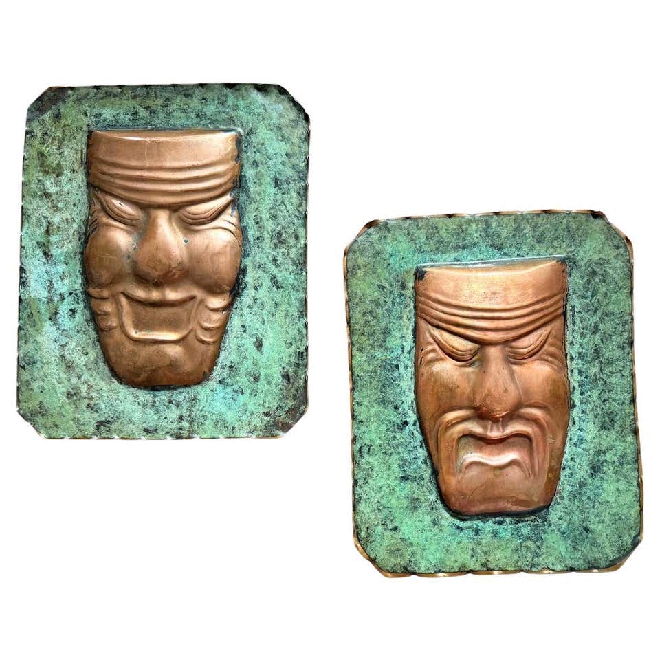 Aztec Panel Rare Pair of Carved Aztec Art Deco Panels, Golden Mahogany For Sale at ...