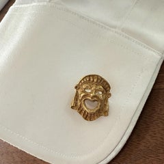 Comedy & Tragedy Drama Mask Cufflinks in 18K Gold, Made in Greece Circa 1980