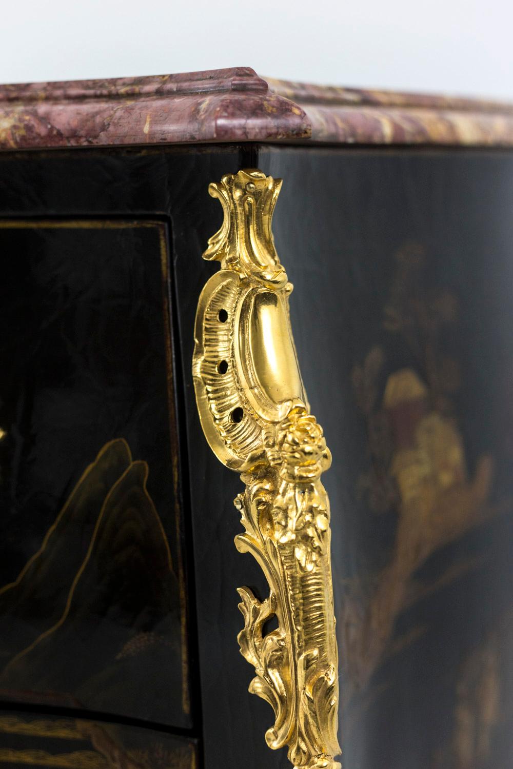Comelli, Louis XV Style Commode, Chinese Style Lacquer, 1950s 5