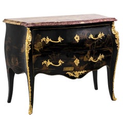 Comelli, Louis XV Style Commode, Chinese Style Lacquer, 1950s