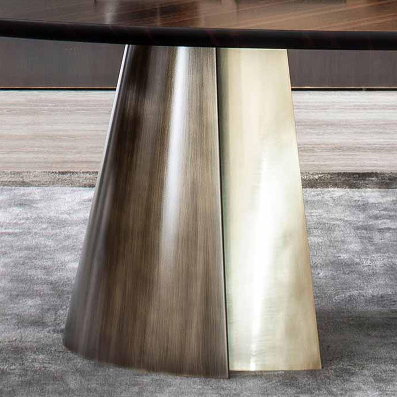 Contemporary Comet Dining Table with Solid Ebony Top For Sale