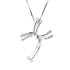 Comete Gioelli Diamond Cross White Gold Necklace