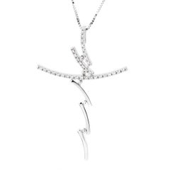 Comete Gioelli Diamond Cross White Gold Necklace