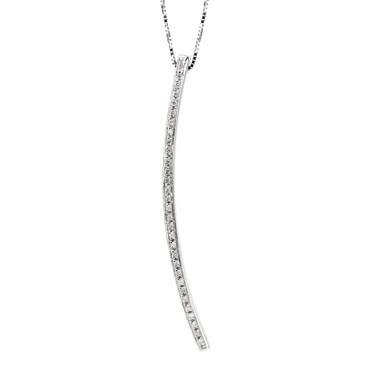 Comete Gioelli Diamond Line White Gold Necklace In New Condition In Feasterville, PA