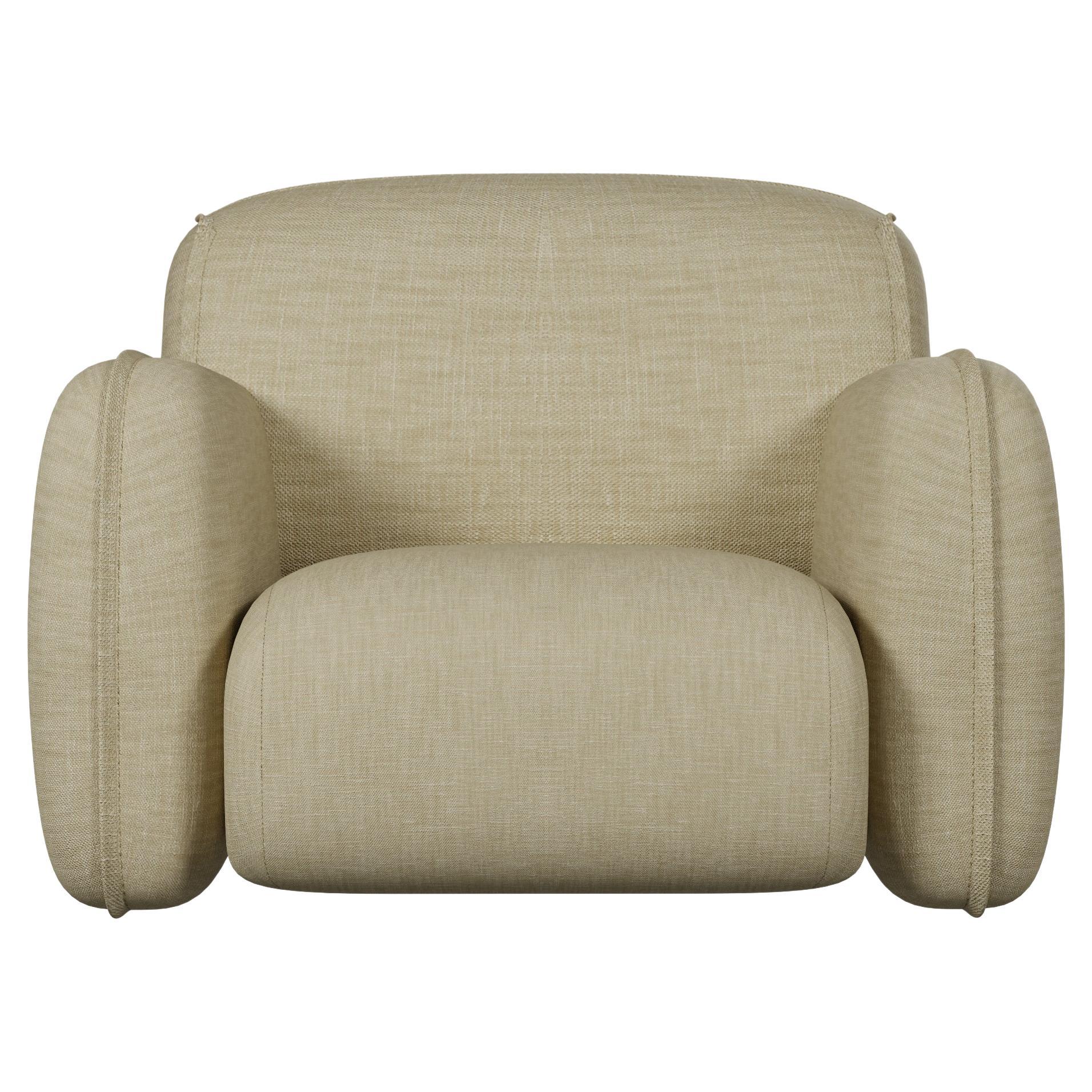 Fauteuil Comfort Savan beige fabriqué à la main par Murmurio