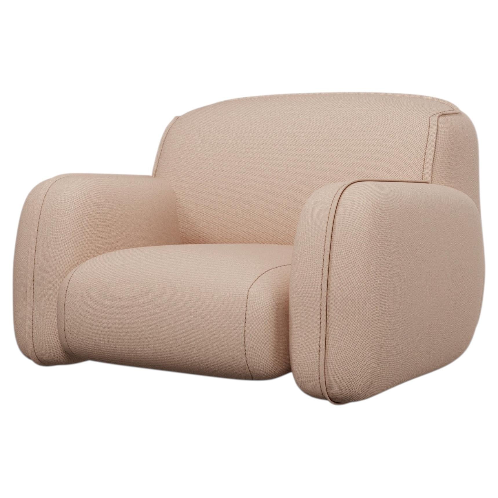 Comfort armchair Savan in Easy Clean Coral Fabric handcrafted by Murmurio For Sale