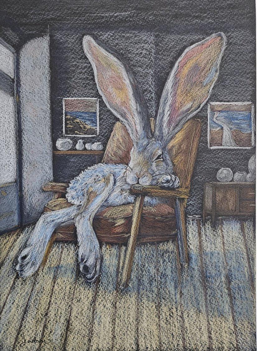 Other ART: Relaxing Hare Original Art Watercolor For Sale