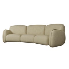 Comfort Savan Curved three-seater sofa beige fabric handcrafted by Murmurio