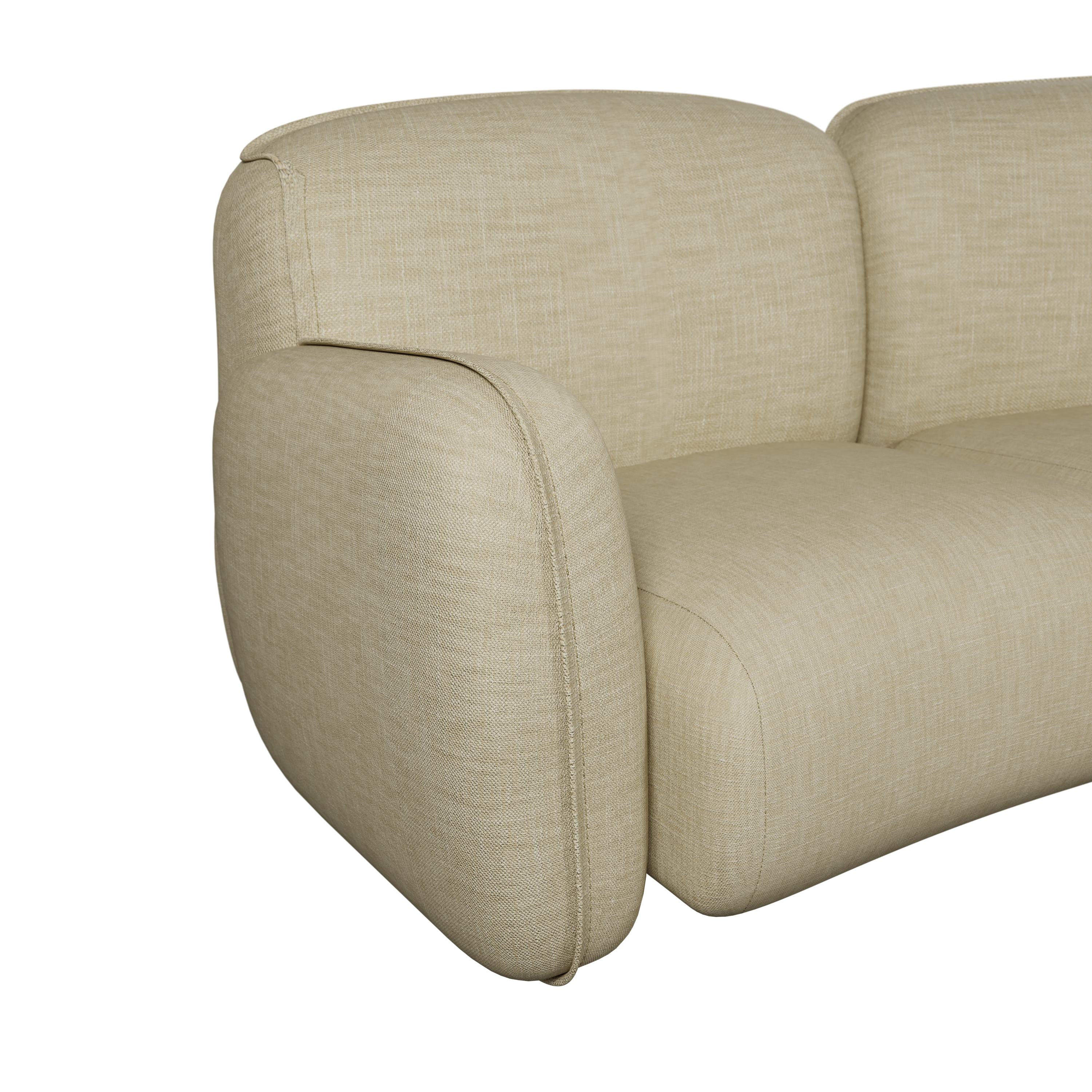 XXIe siècle et contemporain Canapé à trois places incurvé Savan beige, fabriqué à la main par Murmurio en vente