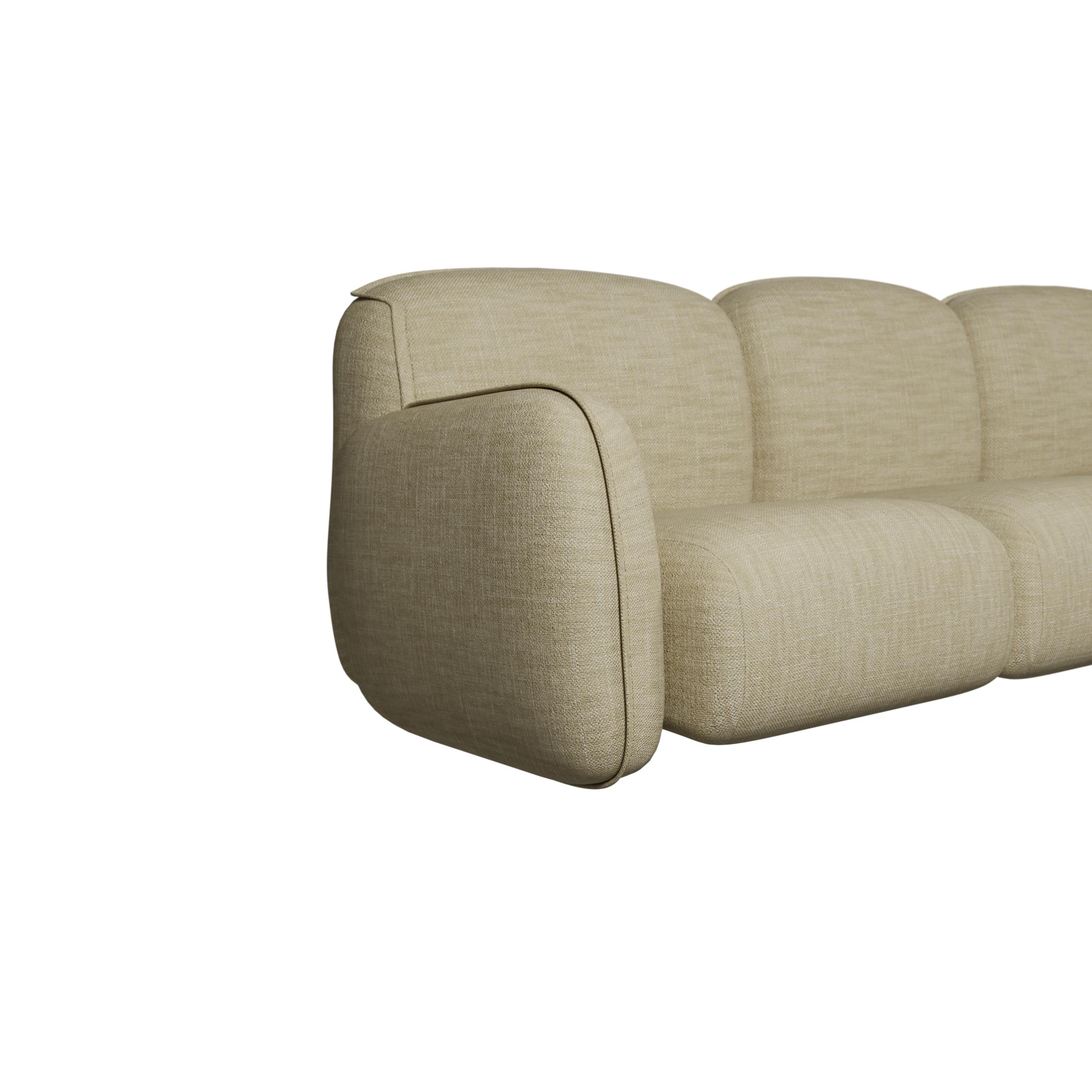 XXIe siècle et contemporain Canapé trois places Savan beige, fabriqué à la main par Murmurio en vente