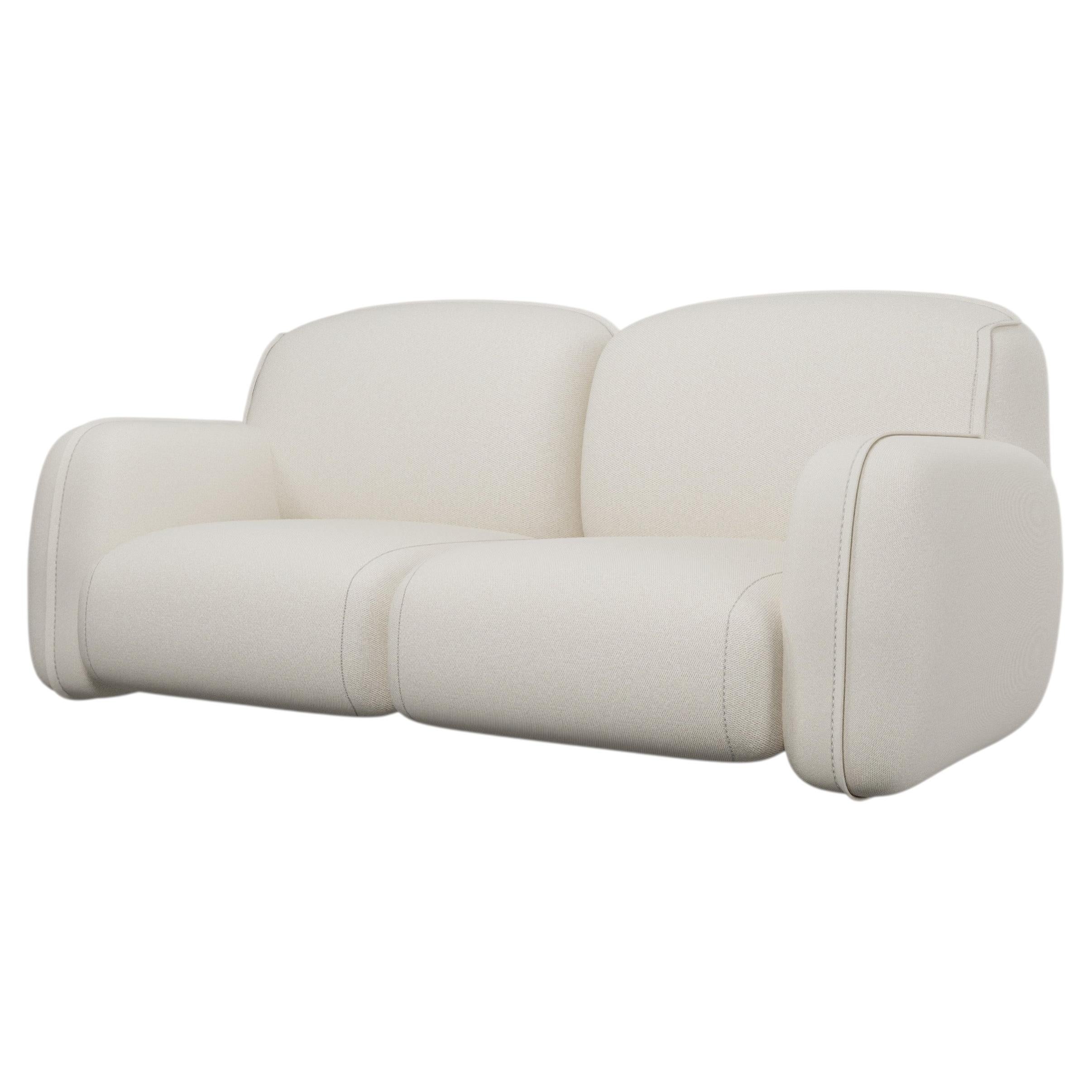 Comfort Savan Two-seater sofa Easy Clean Cream Fabric handcrafted by Murmurio For Sale