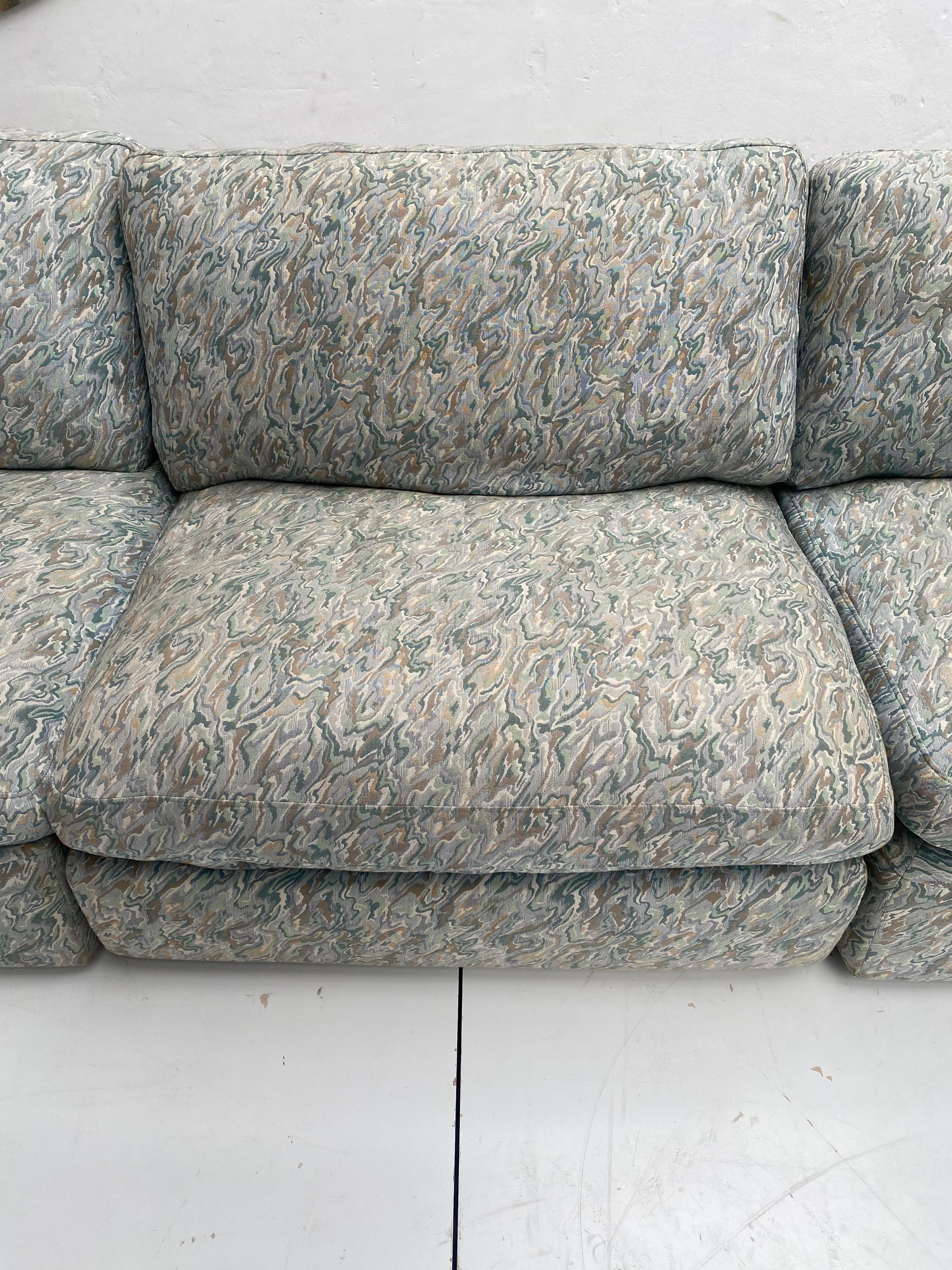 Cómodo Sofá Almohada Modular Steiner Años 80 París Francia, Tela Original en venta 7