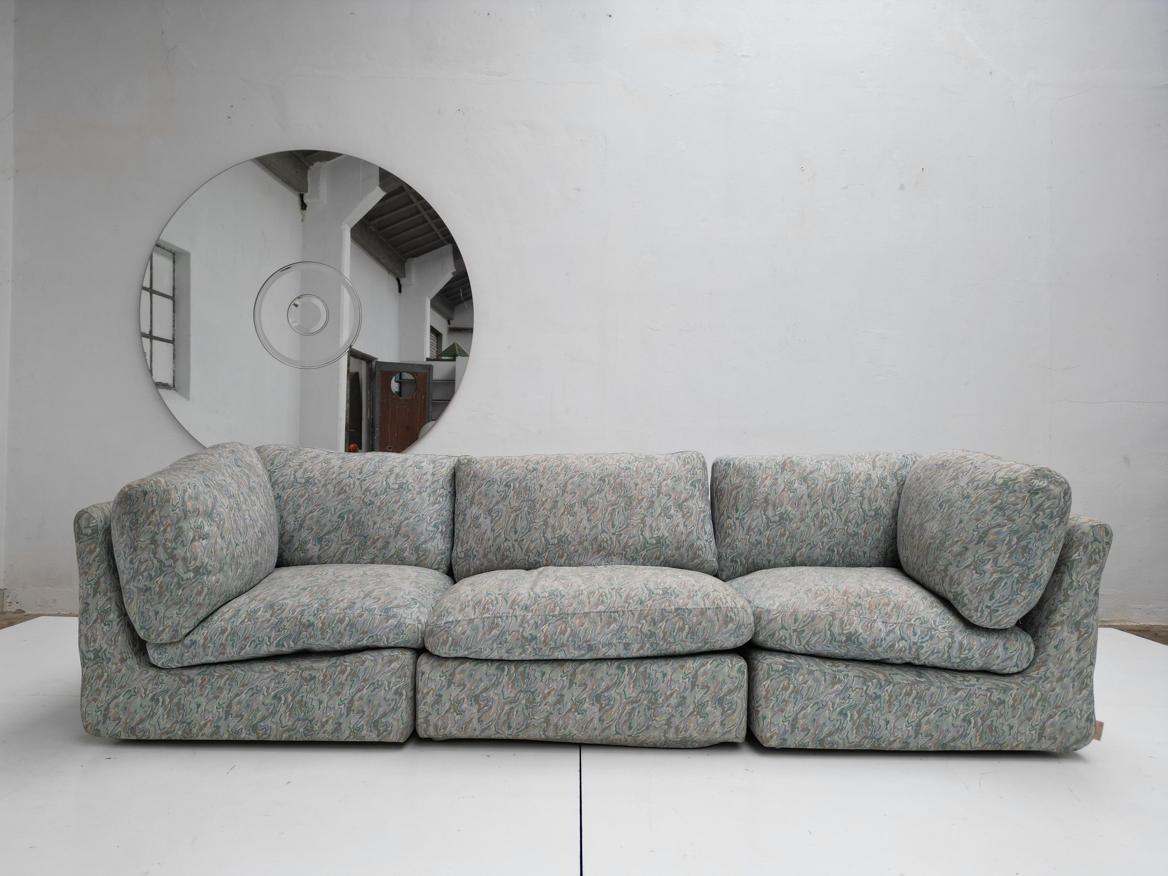 Cómodo Sofá Almohada Modular Steiner Años 80 París Francia, Tela Original en venta 12