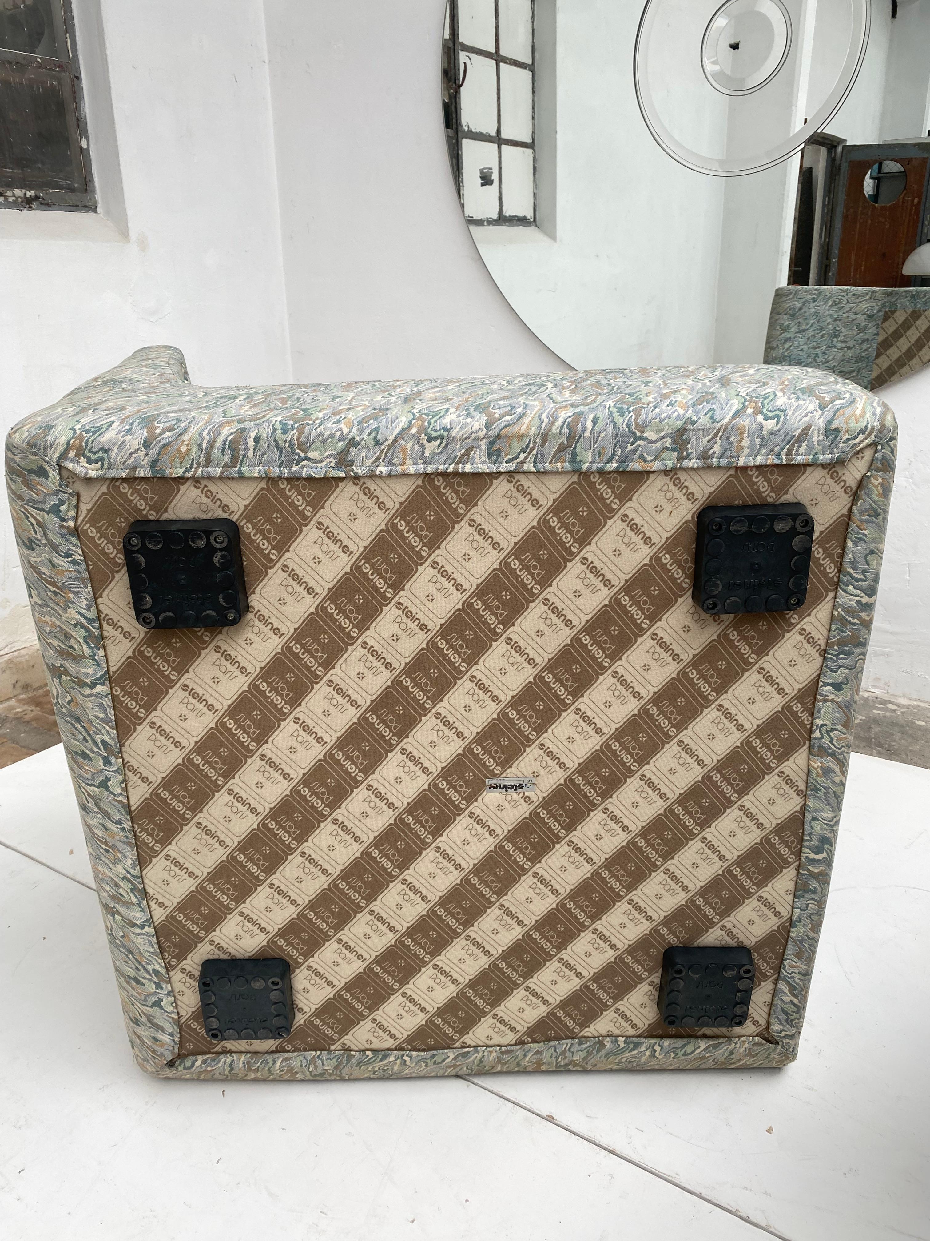 Cómodo Sofá Almohada Modular Steiner Años 80 París Francia, Tela Original en venta 1