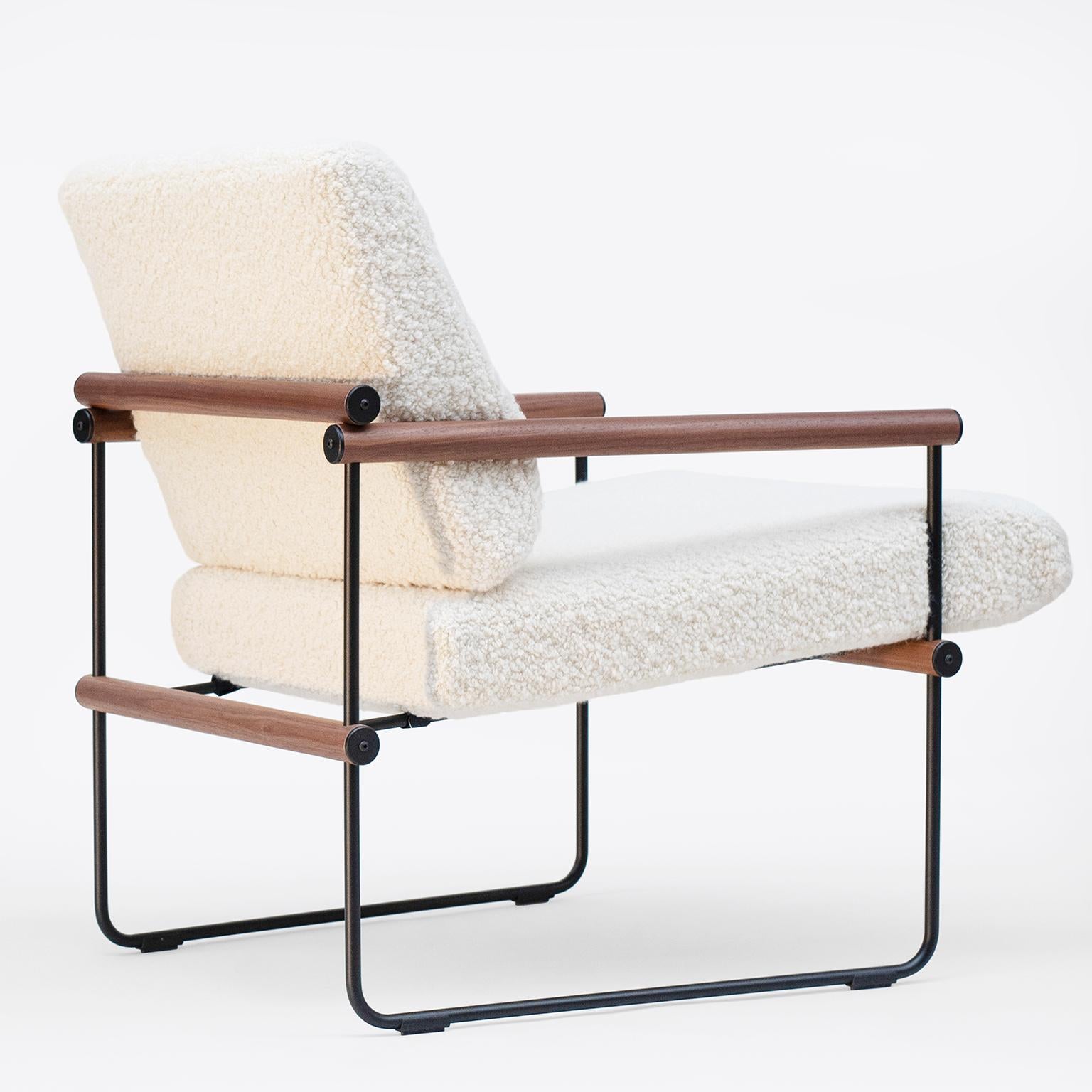 Powder-Coated Mid-century modern walnut light weight frame armchair