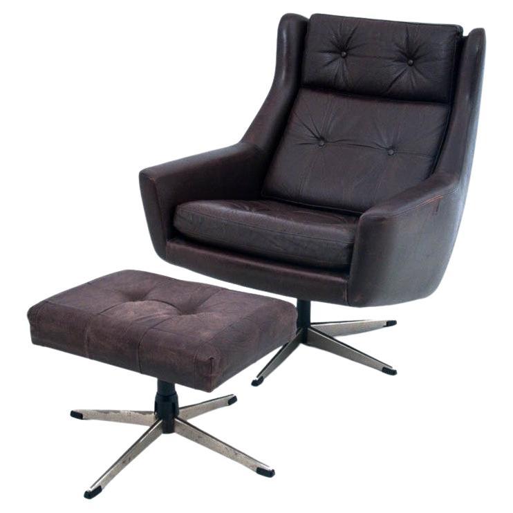 Comfortable Armchair with a footstool, Denmark, 1960s For Sale