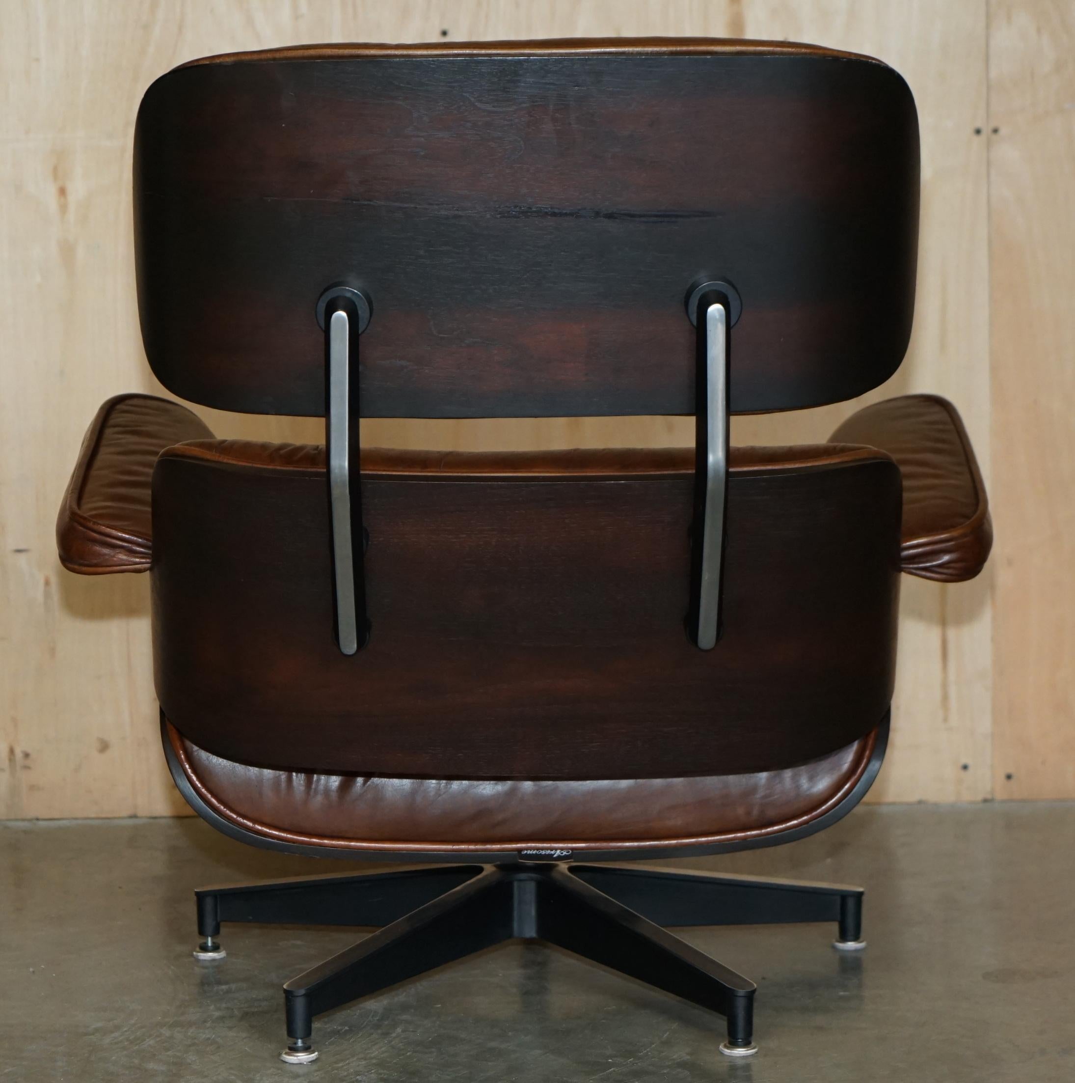Bequemer Artsome Lounge Sessel & Ottomane aus braunem Leder mit Bugholzgestell im Angebot 5