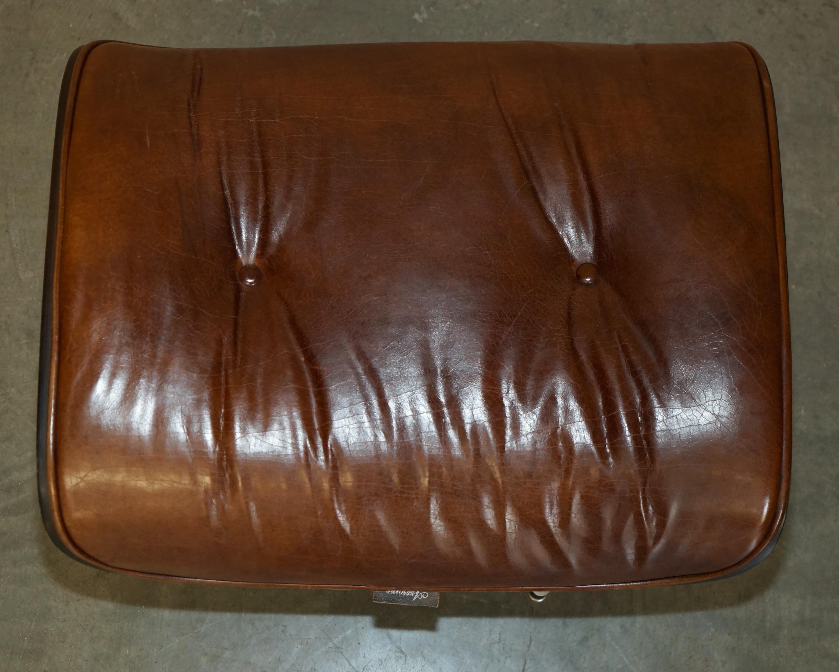 Bequemer Artsome Lounge Sessel & Ottomane aus braunem Leder mit Bugholzgestell im Angebot 9