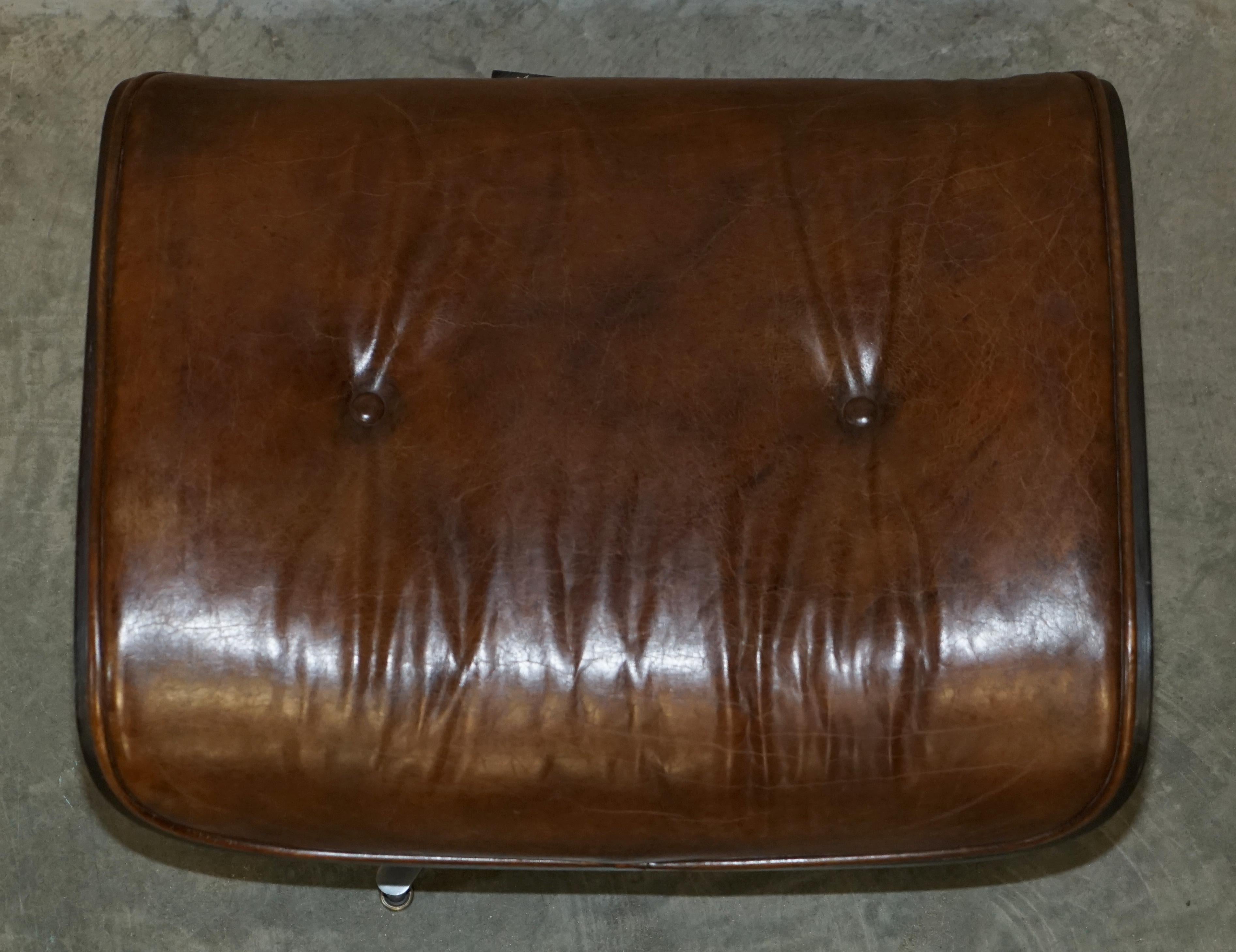 Comfortable Artsome Brown Leather Lounge Armchair & Ottoman with Bentwood Frame 8