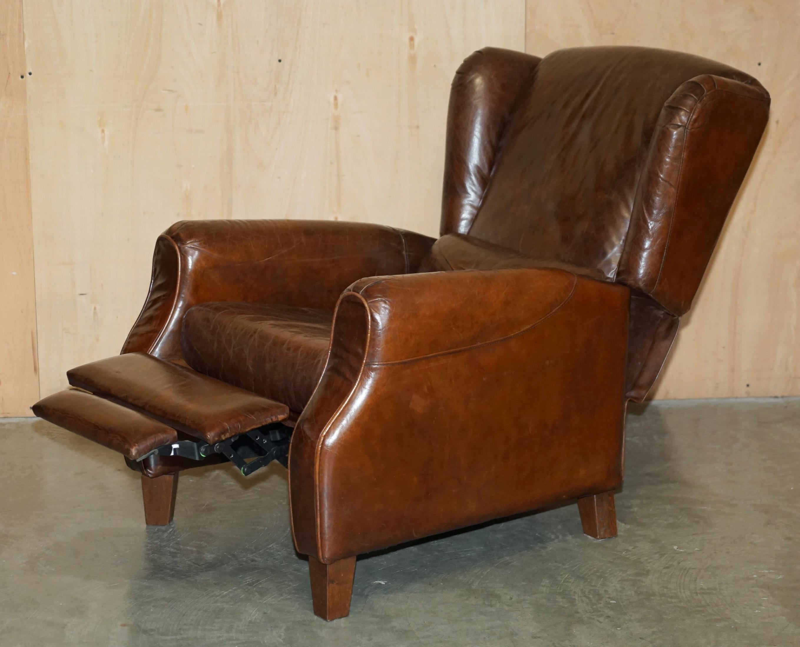 COMFORTABLE CHESTERFIELD TUFTED HERITAGE BROWN LEATHER RECLINER ARMCHAiR im Angebot 8
