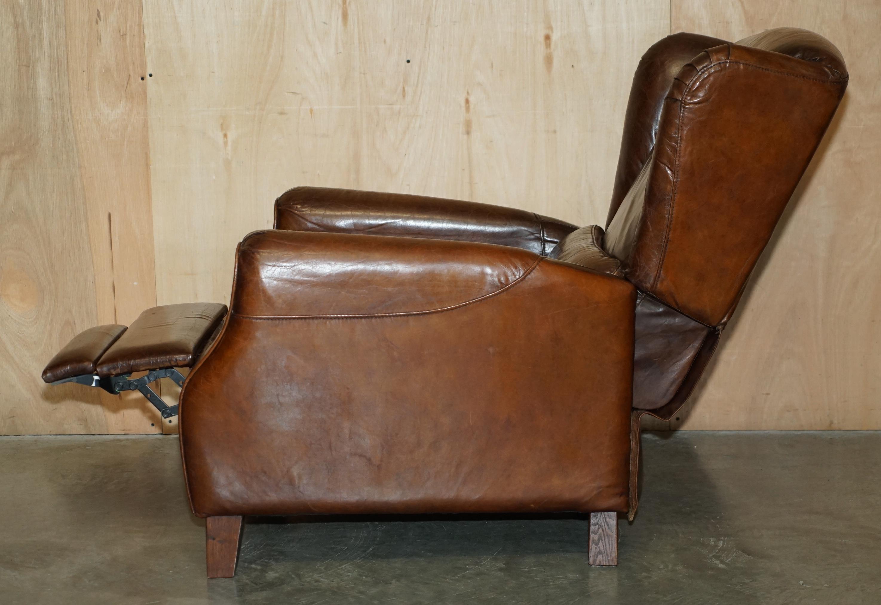 COMFORTABLE CHESTERFIELD TUFTED HERITAGE BROWN LEATHER RECLINER ARMCHAiR im Angebot 9