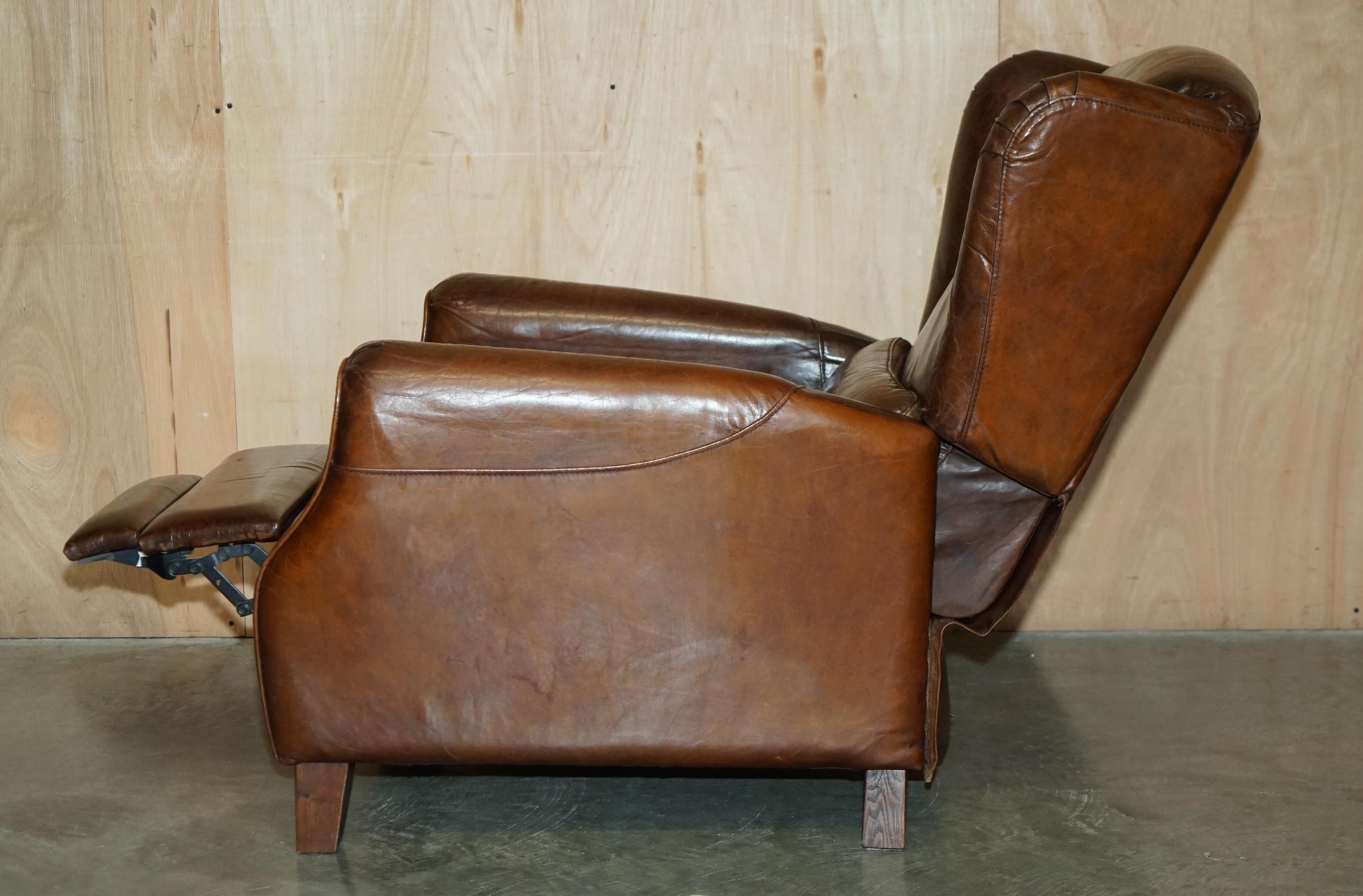 COMFORTABLE CHESTERFIELD TUFTED HERITAGE BROWN LEATHER RECLINER ARMCHAiR im Angebot 10