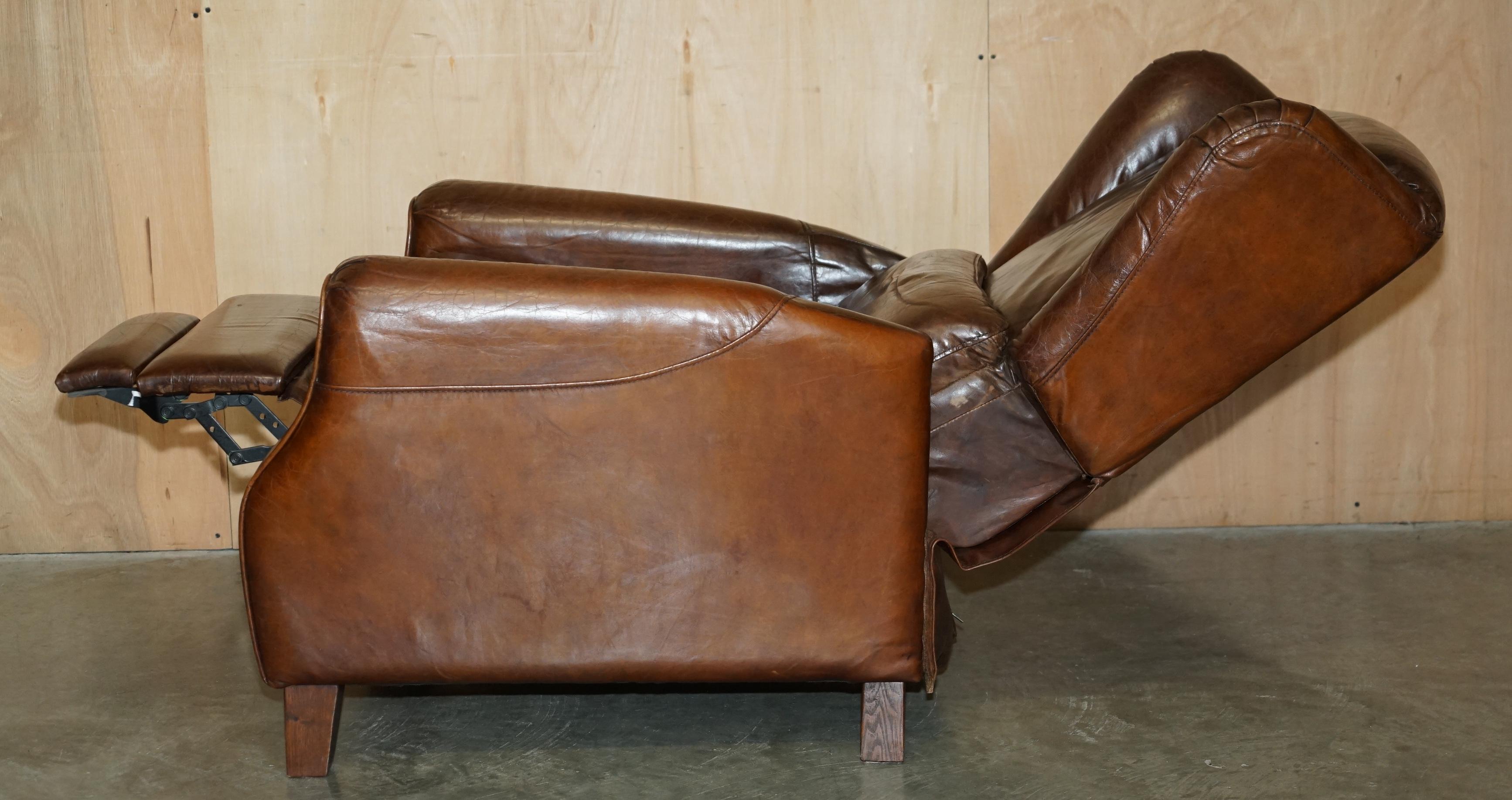 COMFORTABLE CHESTERFIELD TUFTED HERITAGE BROWN LEATHER RECLINER ARMCHAiR im Angebot 11