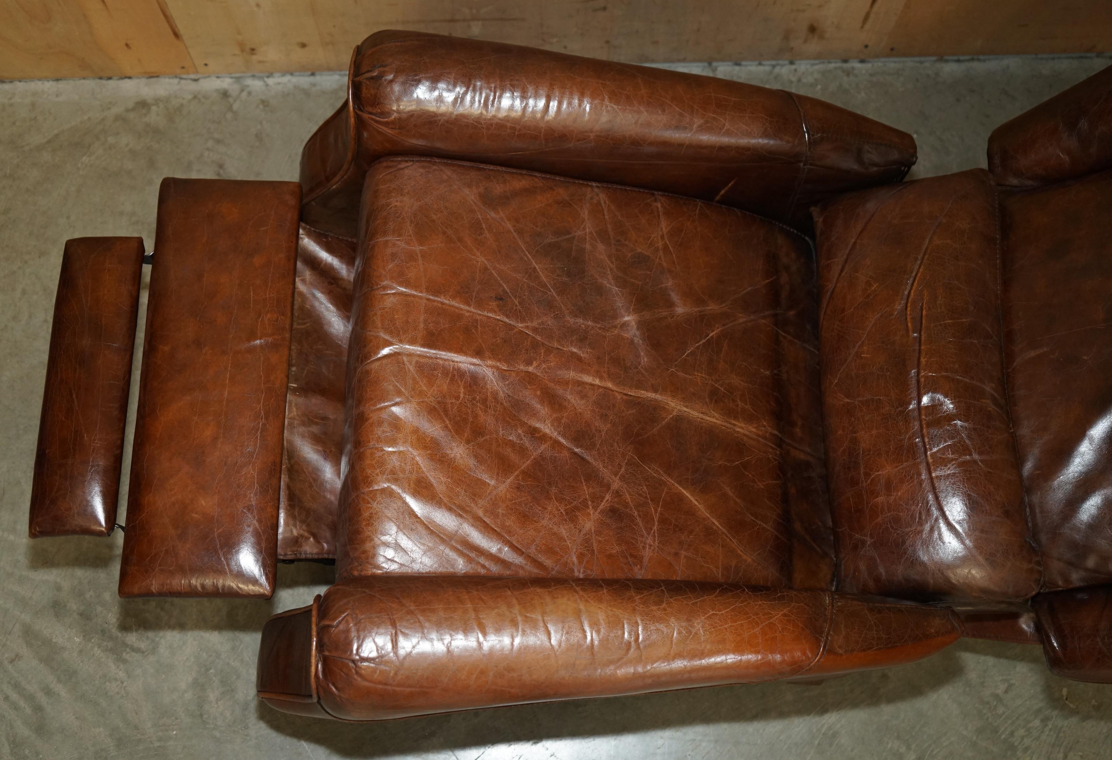 COMFORTABLE CHESTERFIELD TUFTED HERITAGE BROWN LEATHER RECLINER ARMCHAiR im Angebot 12