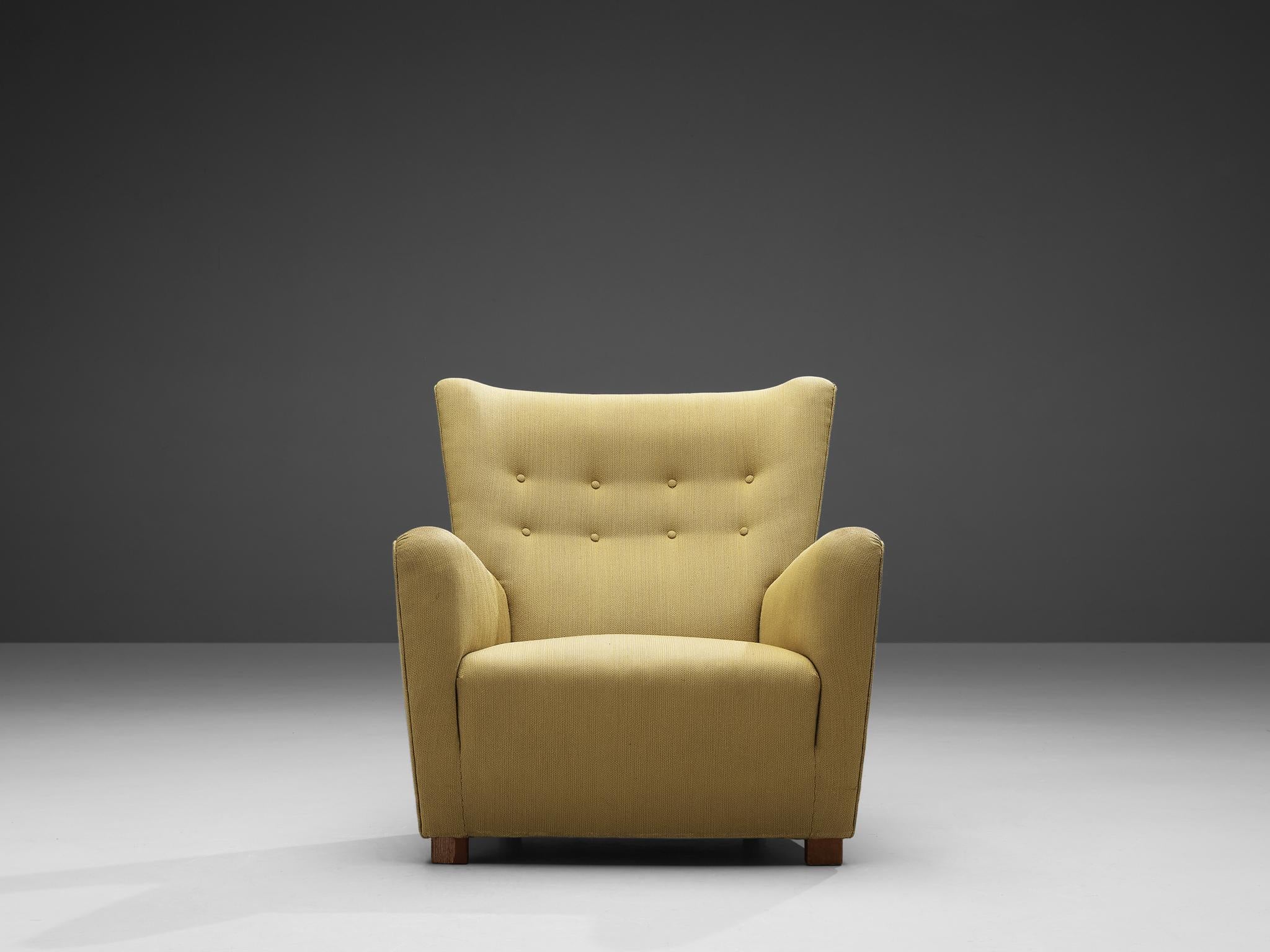 Danish Lounge Chair in Yellow Upholstery For Sale 5