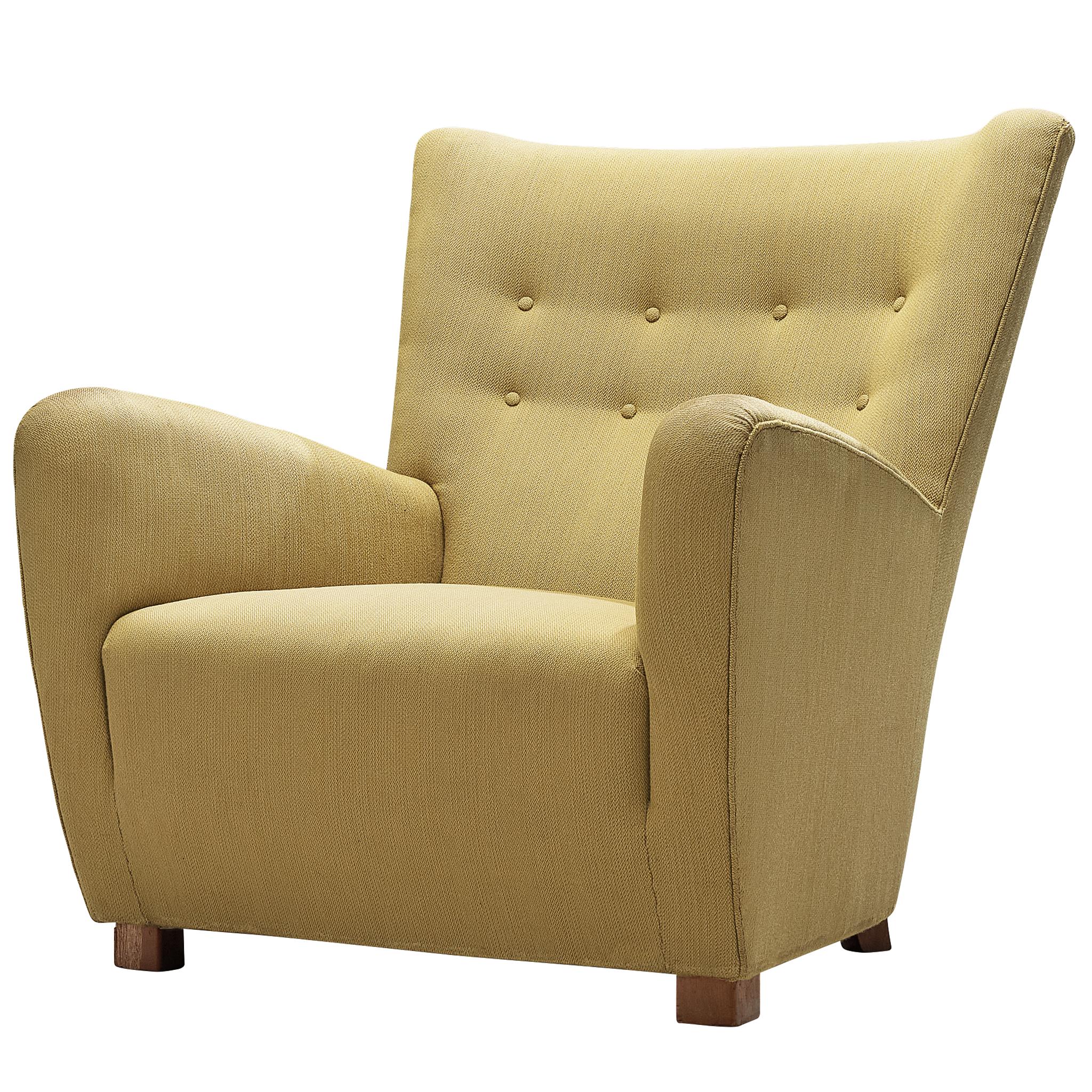 Comfortable Danish Lounge Chair in Fabric Upholstery