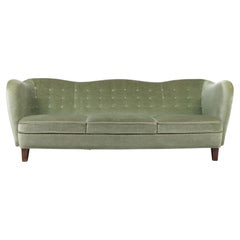 Comfortable Danish Mid-Century Sofa in Velvet, 1940s