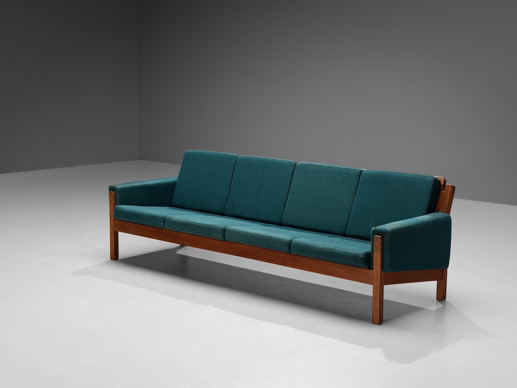 Mid-Century Modern Comfortable Danish Sofa in Blue Upholstery