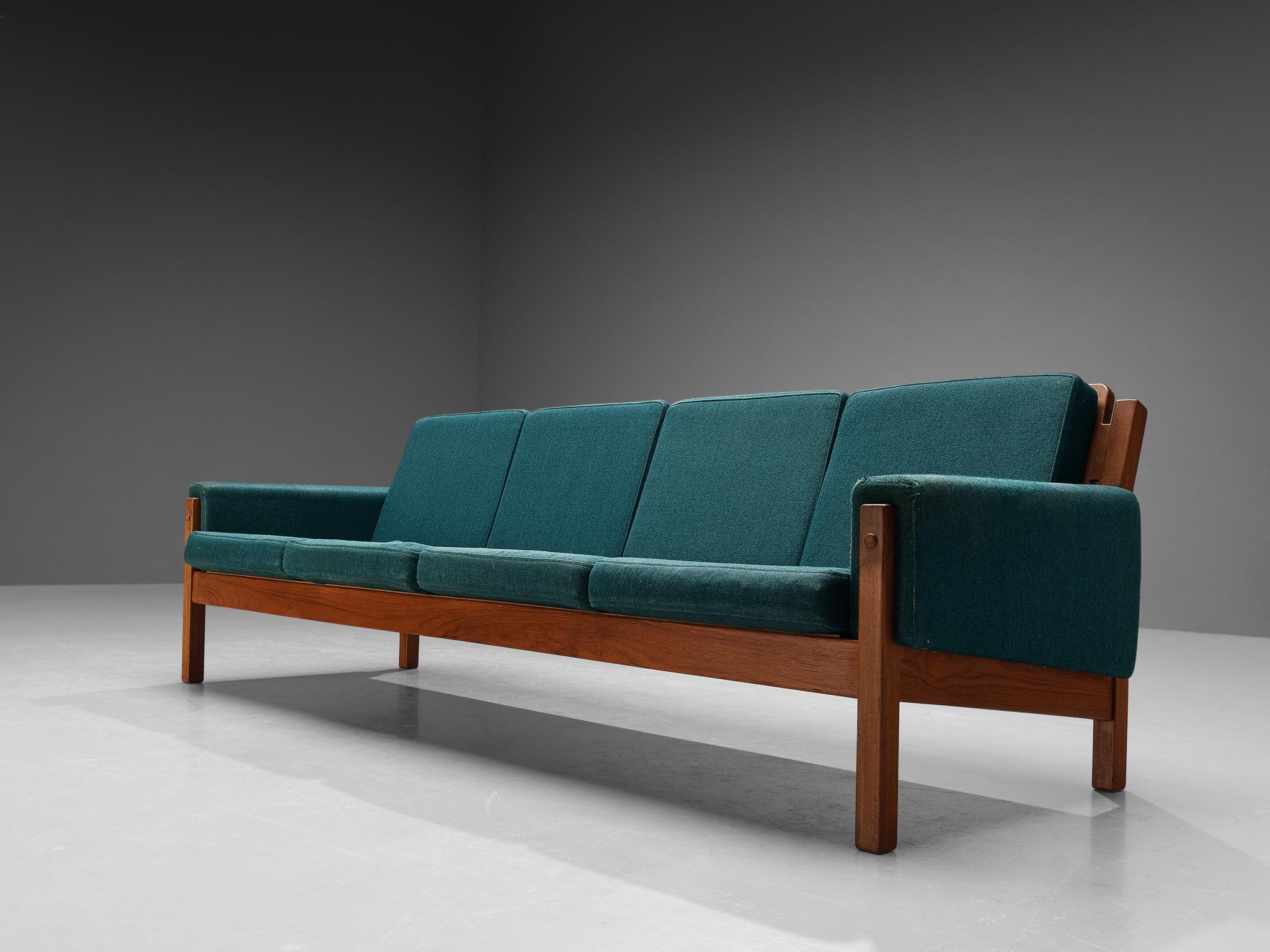 Fabric Comfortable Danish Sofa in Blue Upholstery