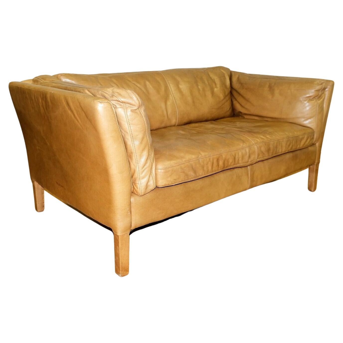 Jørgen Høj Cognac Leather TwoSeat Sofa For Sale at 1stDibs