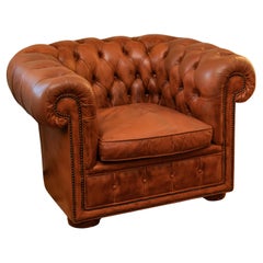 Vintage Comfortable leather Chesterfield armchair