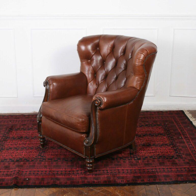 Comfortable Leather Wing-Backs In Good Condition In Vancouver, British Columbia