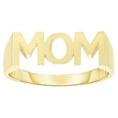 Polished Letter 14K Yellow Gold MOM Ring