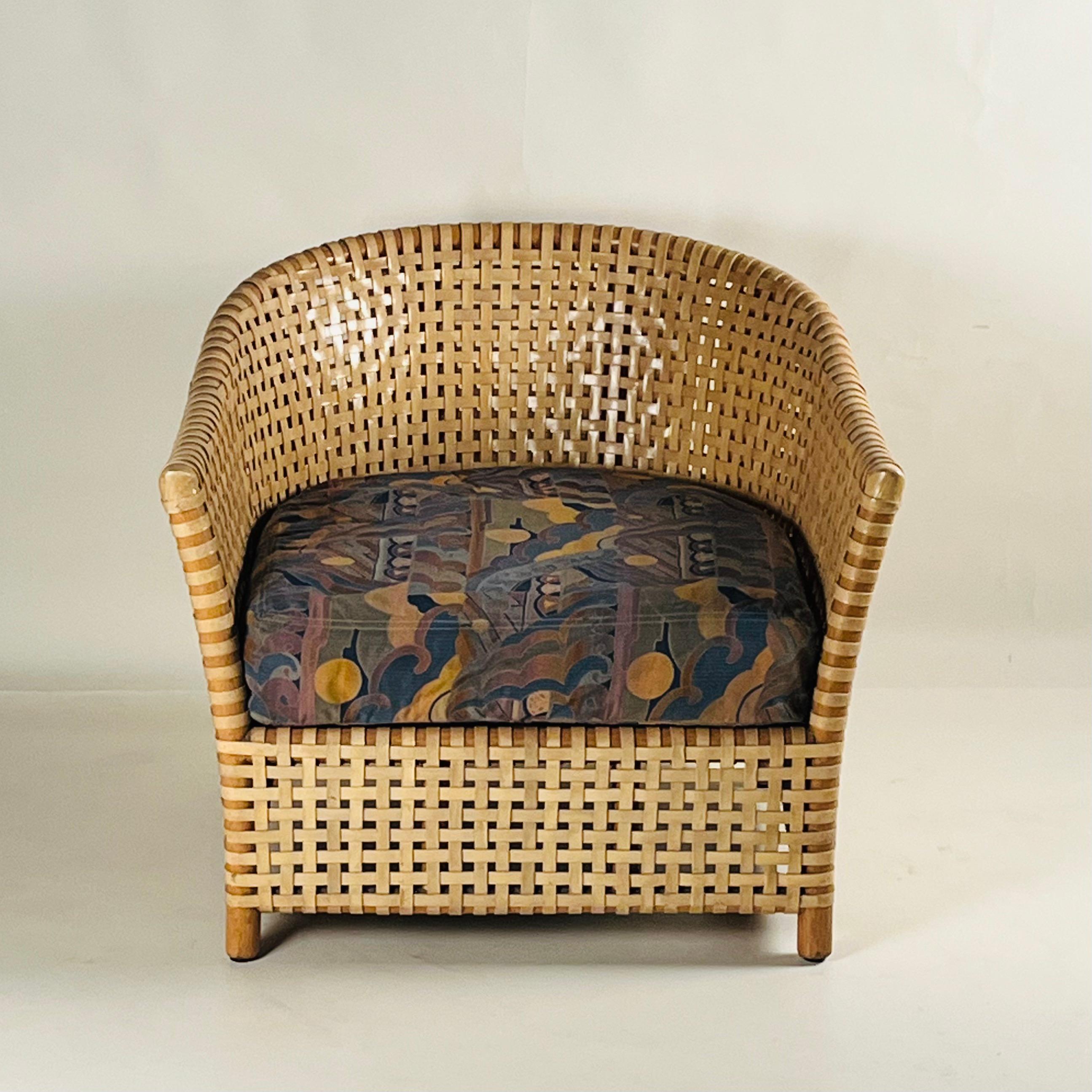 Comfortable McGuire Woven Armchair For Sale 3