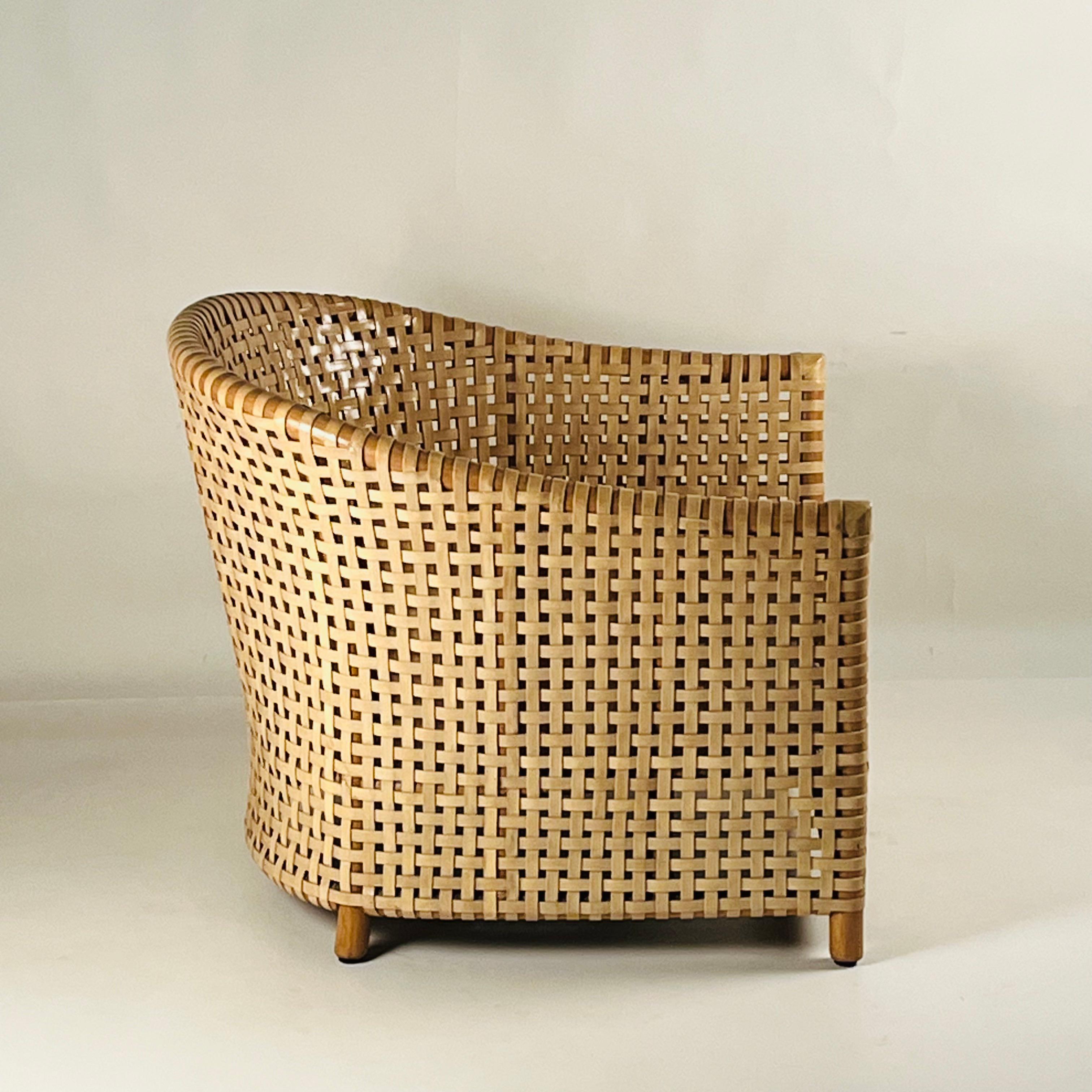 American Comfortable McGuire Woven Armchair For Sale