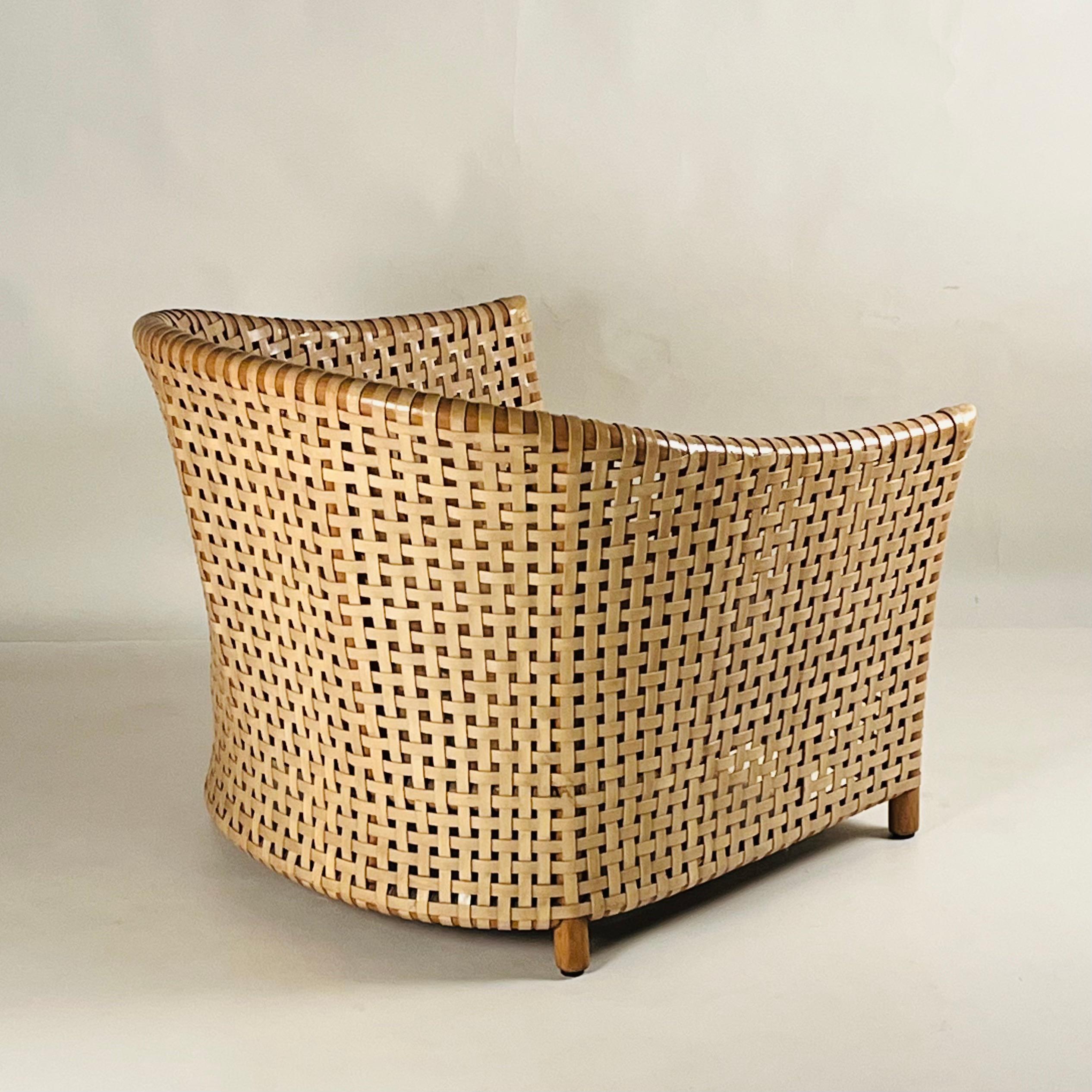 Late 20th Century Comfortable McGuire Woven Armchair For Sale