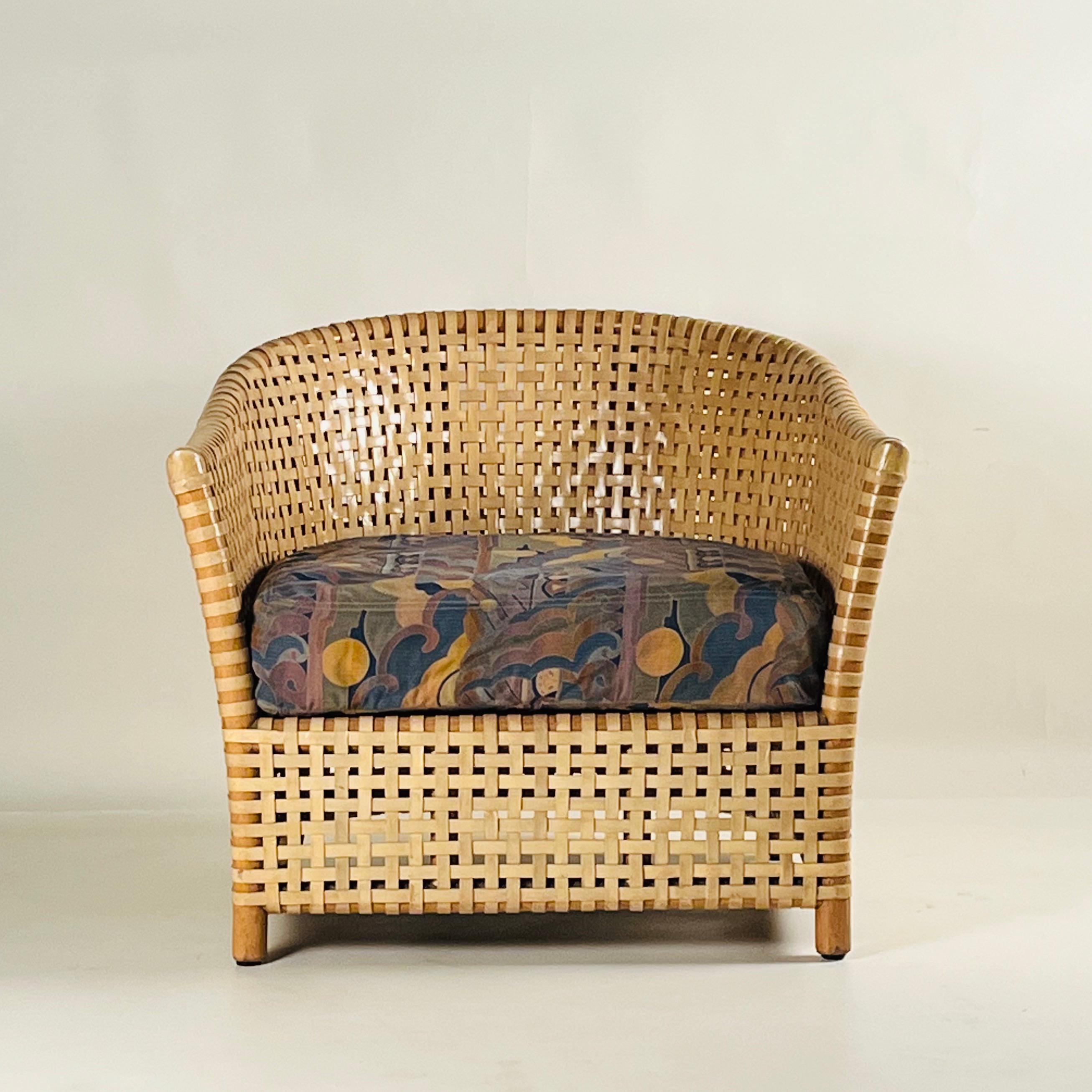 Comfortable McGuire Woven Armchair For Sale 2