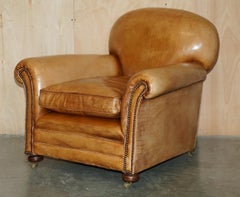 COMFORTABLE PAIR OF ANTiQUE CHESTERFIELD VICTORIAN BROWN LEATHER CLUB ARMCHAIRS