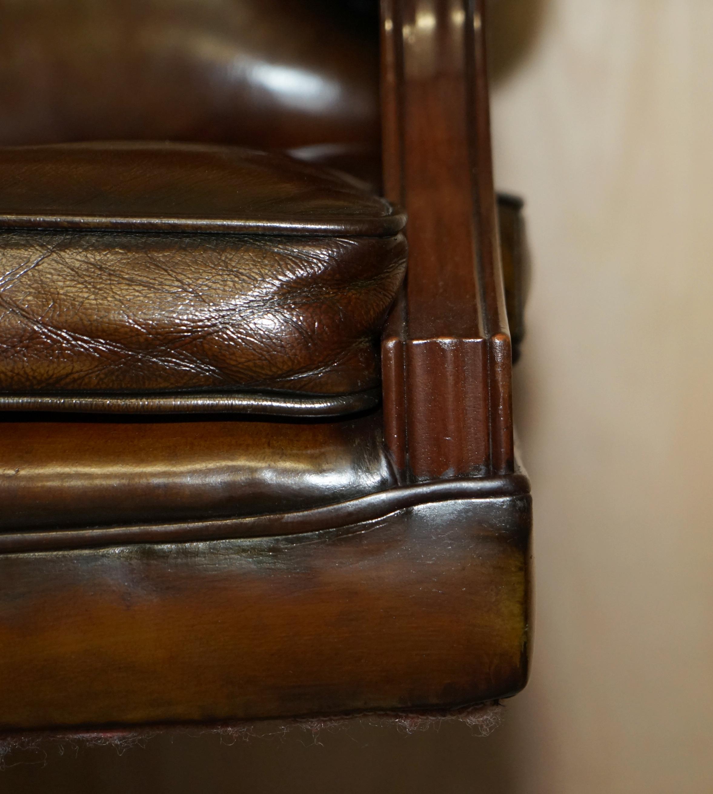Comfortable Restored Hand Dyed Cigar Brown Leather Directors Captains Chair 7