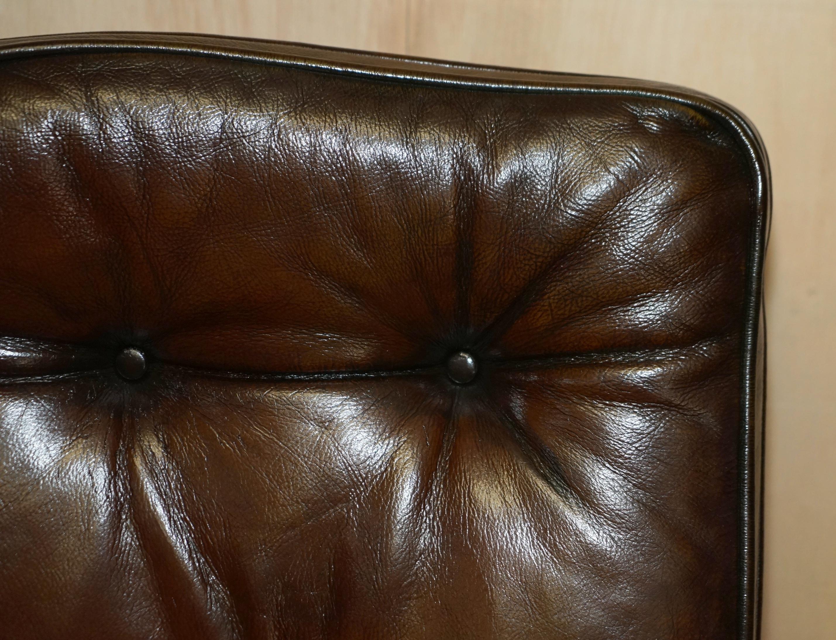 Comfortable Restored Hand Dyed Cigar Brown Leather Directors Captains Chair 2