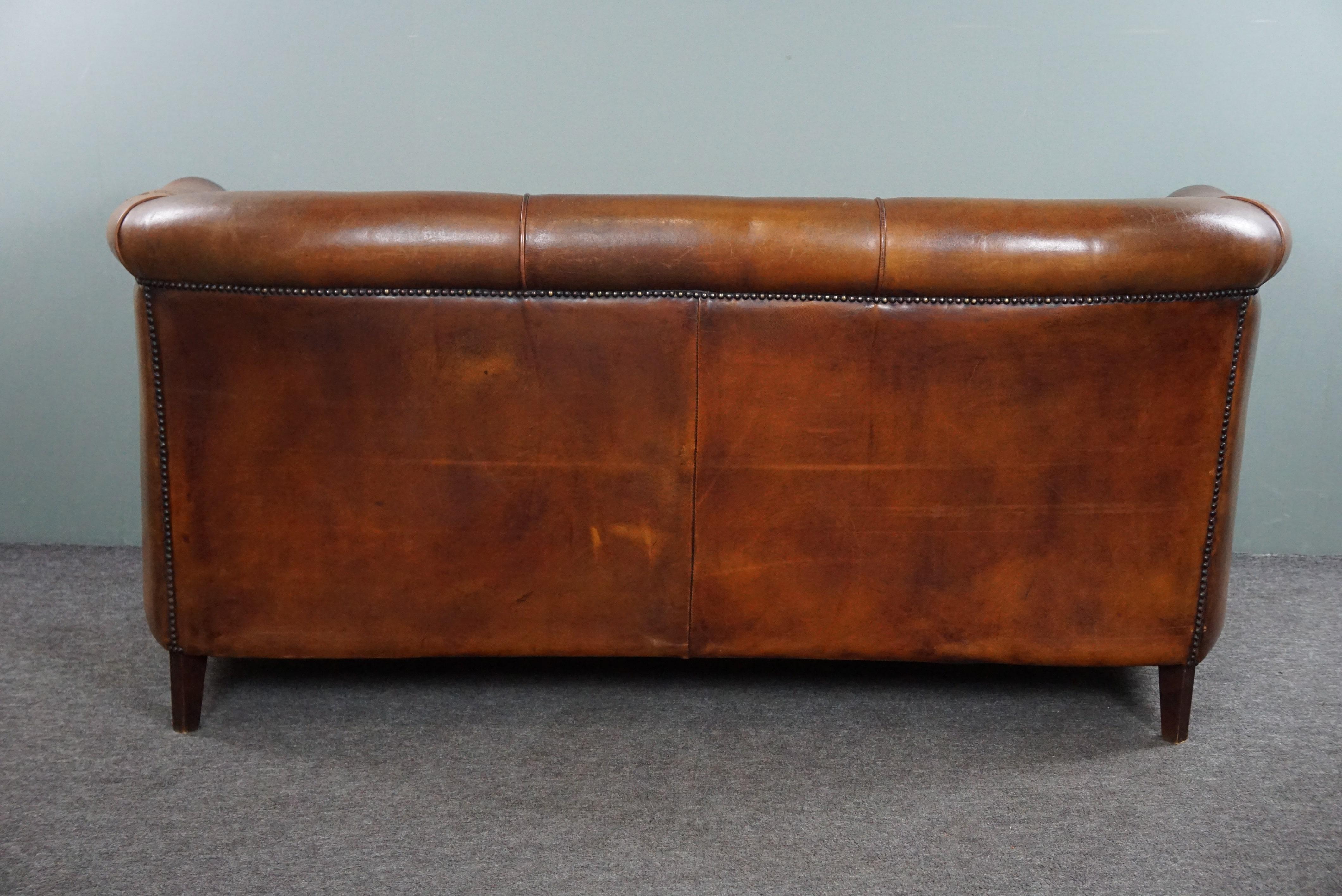 Dutch Comfortable sheep leather 2.5 seater sofa For Sale