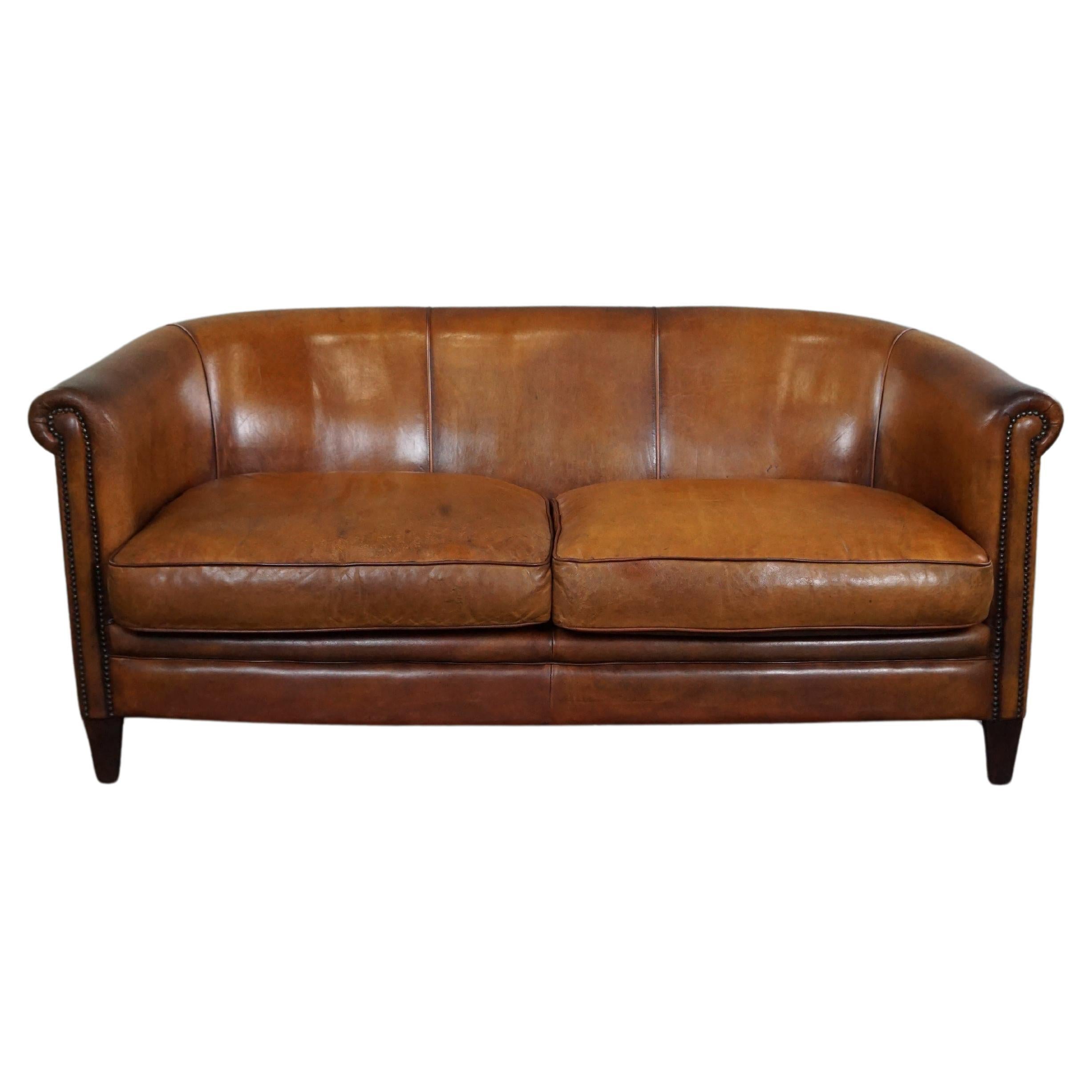 Comfortable sheep leather 2.5 seater sofa For Sale