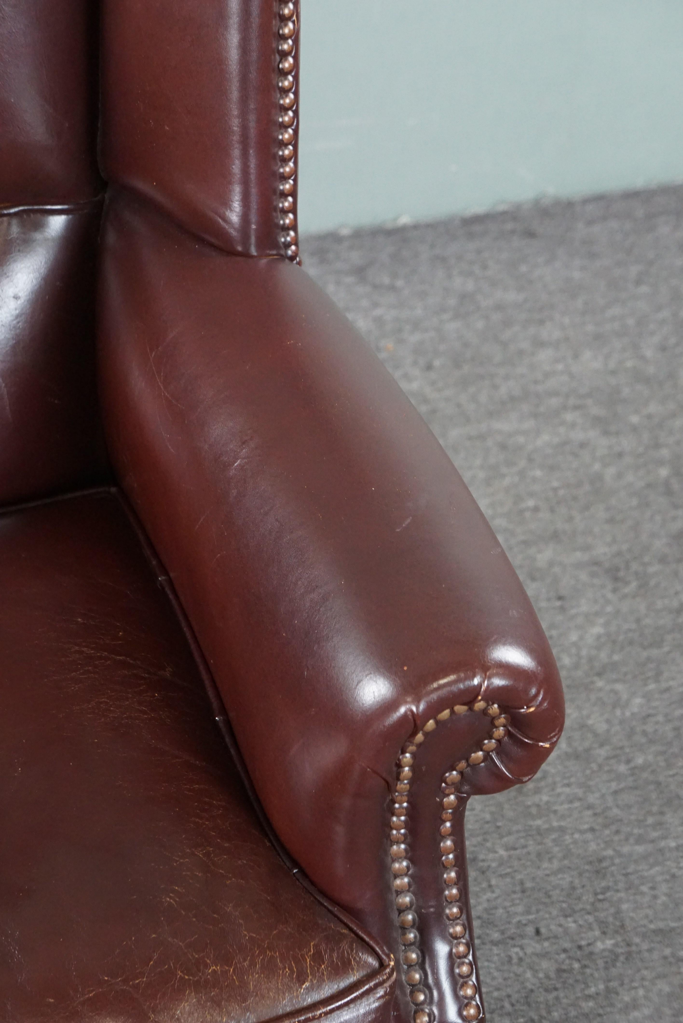 Comfortable sheep leather armchair in a beautiful warm color For Sale 3