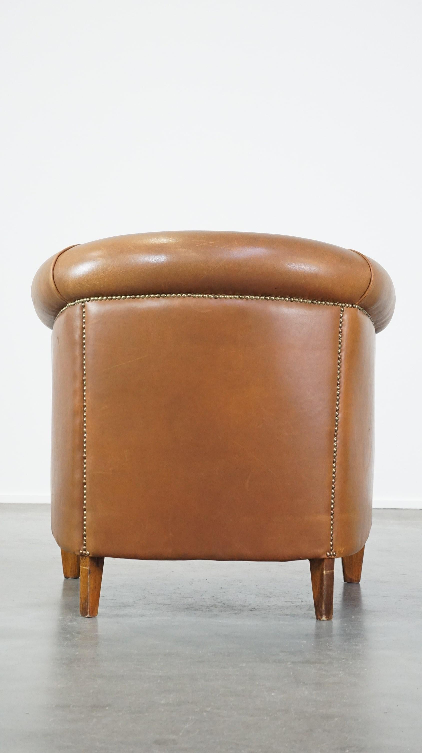 Comfortable Clubsessel aus Schafsleder in cognacfarbenem und gutem Zustand im Zustand „Gut“ im Angebot in Harderwijk, NL