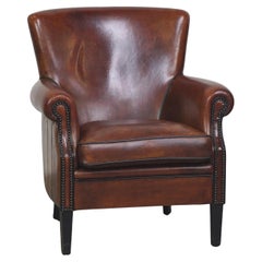 Comfortable sheepskin armchair with a beautiful finish and deep color