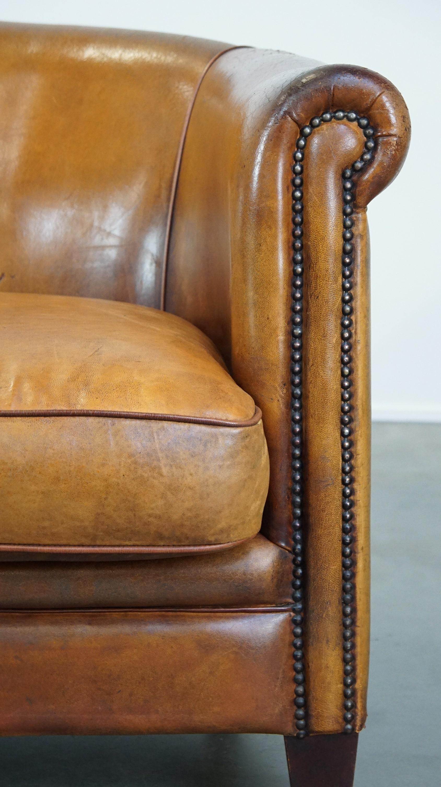 Comfortable sheepskin leather 2.5 seater club sofa 4